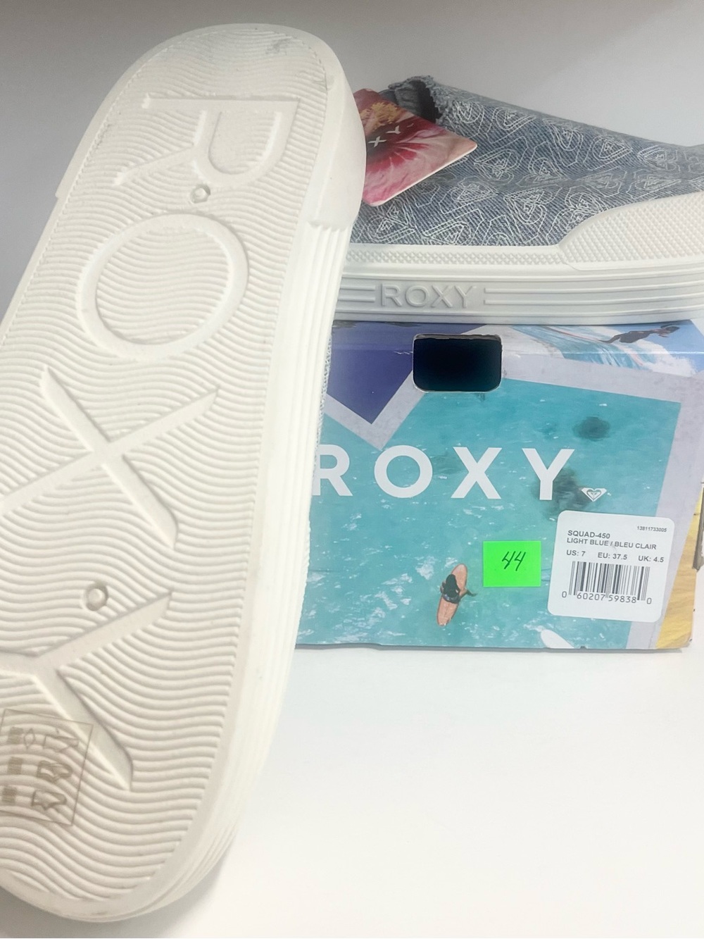 Roxy Light Blue Patterned Slip-On Sneakers - Picture 2 of 6